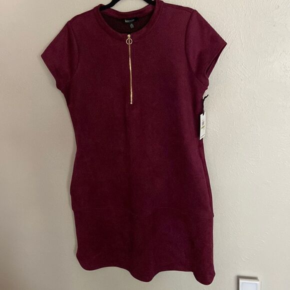 Kenzie Faux-Suede Shift Dress NWT Burgundy color size 14 - Picture 4 of 12
